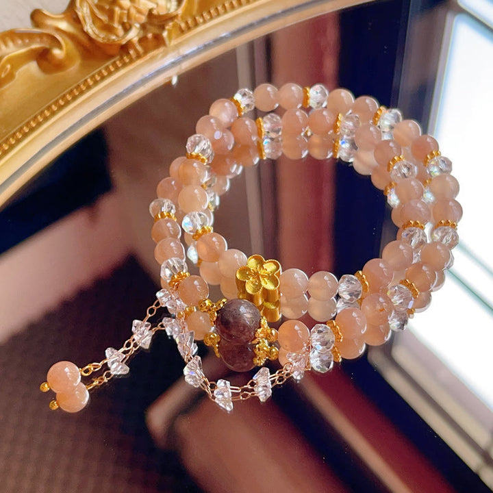 Buddha Stones Sun Stone Crystal Peach Blossom Wealth Double Wrap Bracelet - image 7