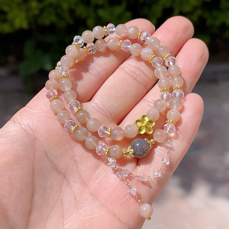 Buddha Stones Sun Stone Crystal Peach Blossom Wealth Double Wrap Bracelet - image 8