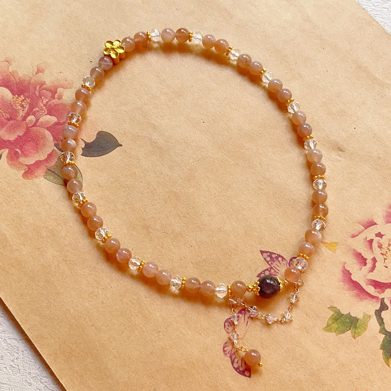 Buddha Stones Sun Stone Crystal Peach Blossom Wealth Double Wrap Bracelet - image 4