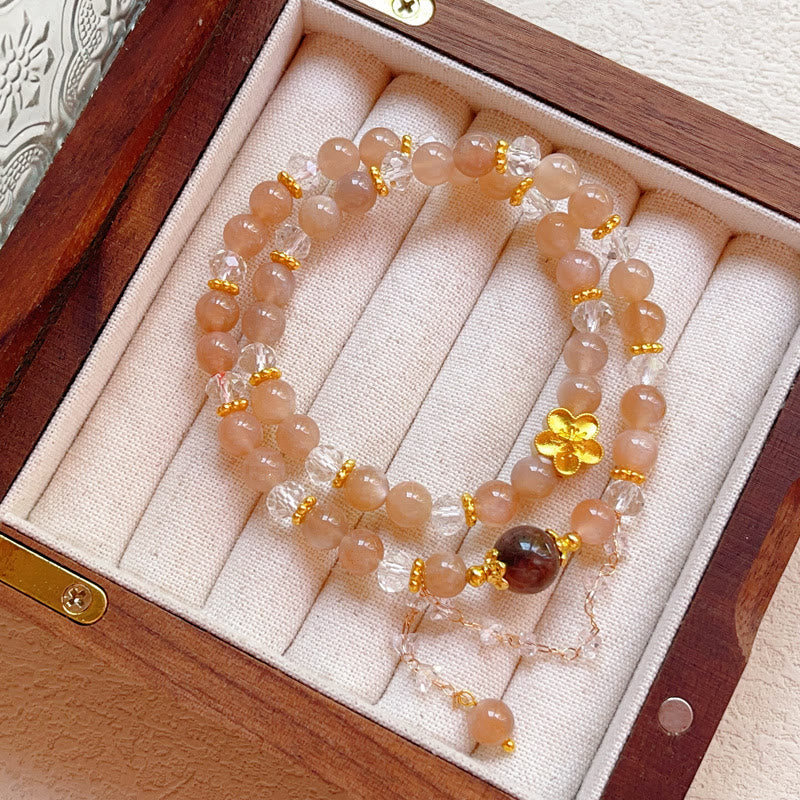 Buddha Stones Sun Stone Crystal Peach Blossom Wealth Double Wrap Bracelet - image 3