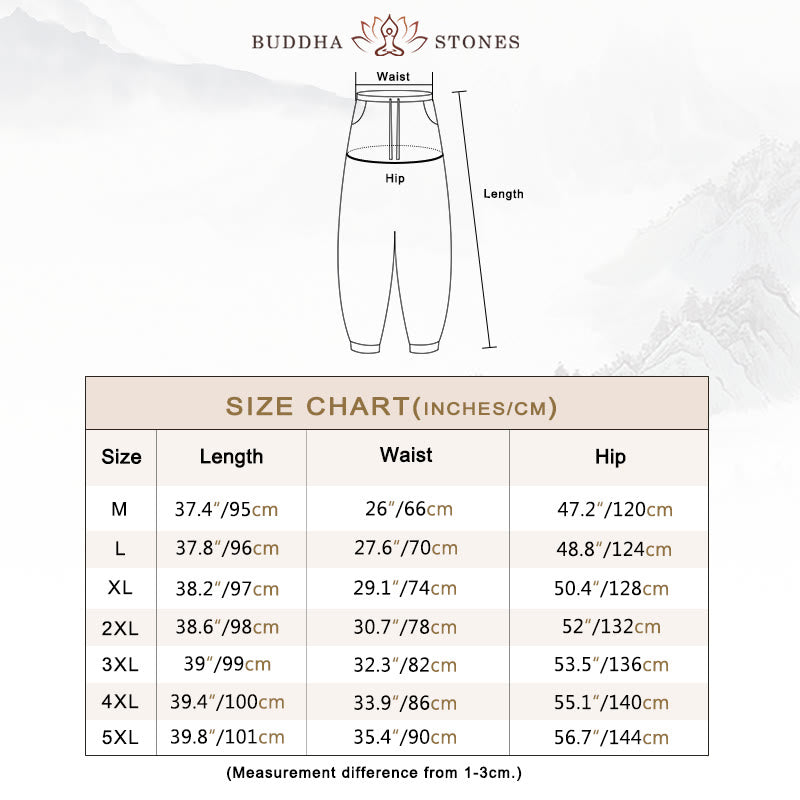 Buddha Stones Bamboo Leaves Pattern Loose Men's Harem Pants With Pockets - image 5