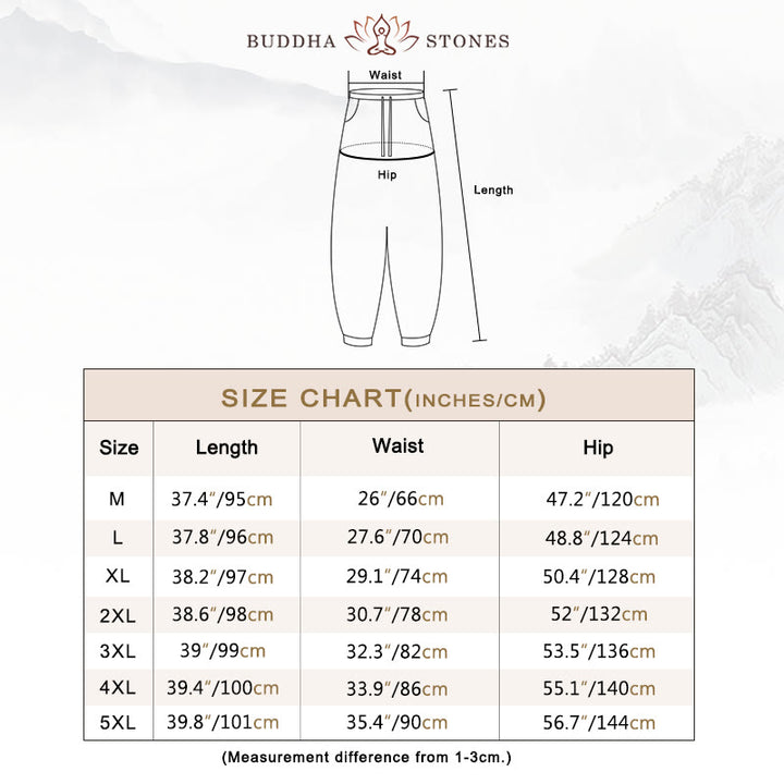 Buddha Stones Bamboo Leaves Pattern Loose Men's Harem Pants With Pockets - image 5