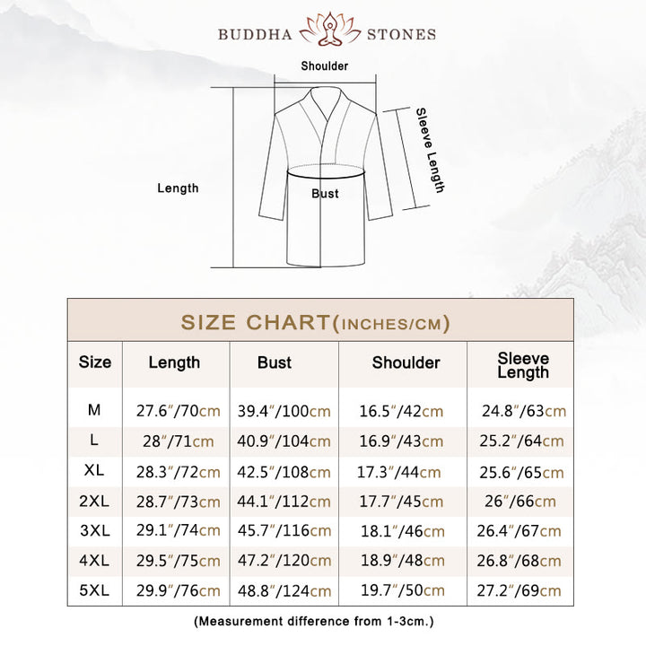 Buddha Stones Casual V-Neck Long Sleeve Shirt Linen Men Clothing - image 4