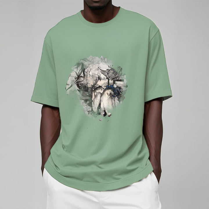 Buddha Stones Chinese Bamboo Mountain Pavilion Design Pattern Tee T-shirt - image 16