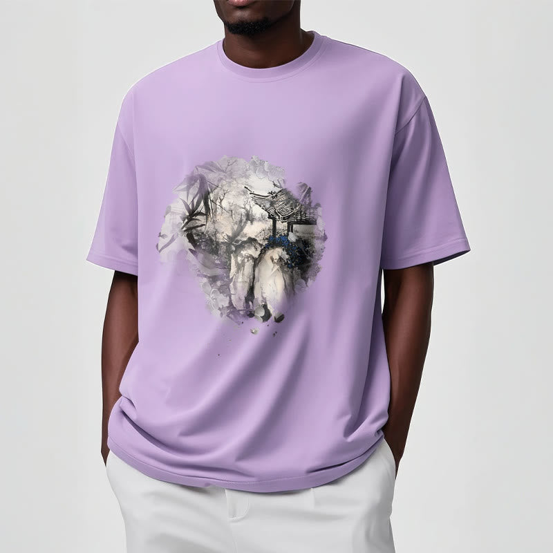 Buddha Stones Chinese Bamboo Mountain Pavilion Design Pattern Tee T-shirt - image 18