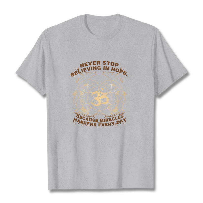 Buddha Stones Never Stop Believing In Hope Om Lotus Design Cotton Tee T-shirt - LightGrey - 2XL - image 19