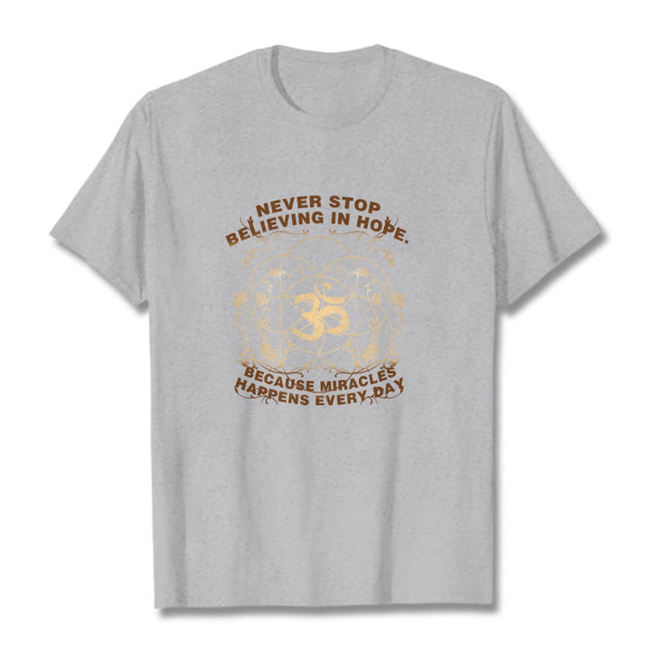 Buddha Stones Never Stop Believing In Hope Om Lotus Design Cotton Tee T-shirt - LightGrey - 2XL - image 19