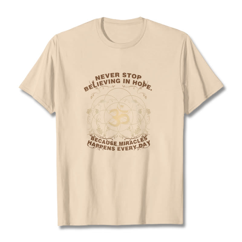 Buddha Stones Never Stop Believing In Hope Om Lotus Design Cotton Tee T-shirt - Bisque - 2XL - image 5