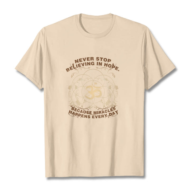 Buddha Stones Never Stop Believing In Hope Om Lotus Design Cotton Tee T-shirt - Bisque - 2XL - image 5