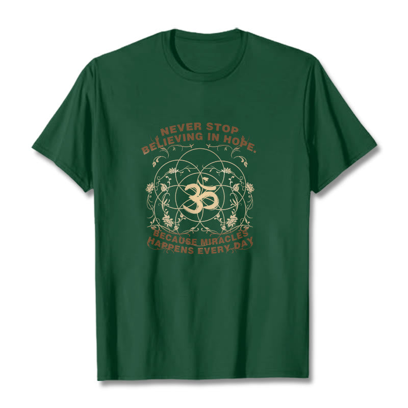 Buddha Stones Never Stop Believing In Hope Om Lotus Design Cotton Tee T-shirt - ForestGreen - 2XL - image 10