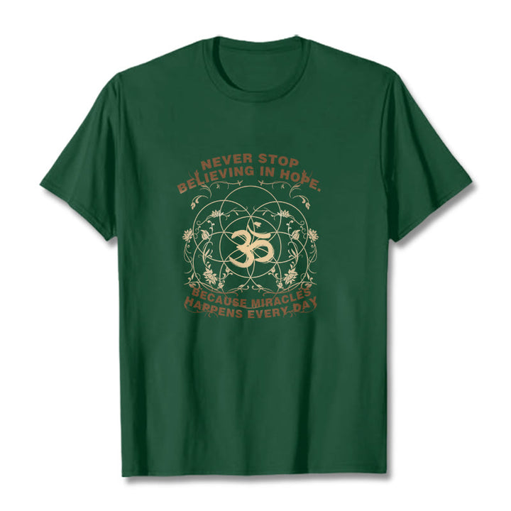 Buddha Stones Never Stop Believing In Hope Om Lotus Design Cotton Tee T-shirt - ForestGreen - 2XL - image 10