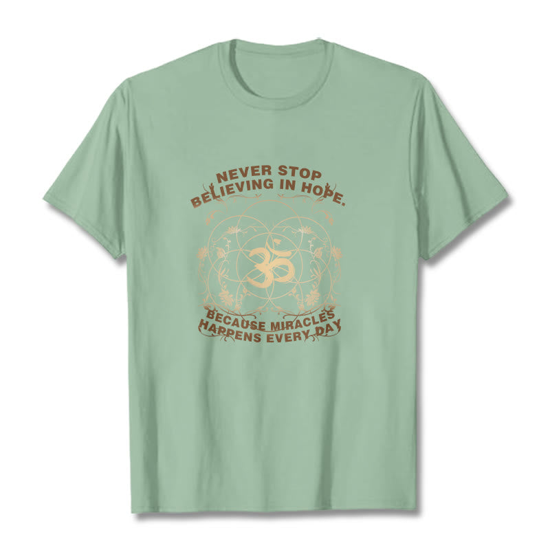 Buddha Stones Never Stop Believing In Hope Om Lotus Design Cotton Tee T-shirt - PaleGreen - 2XL - image 14