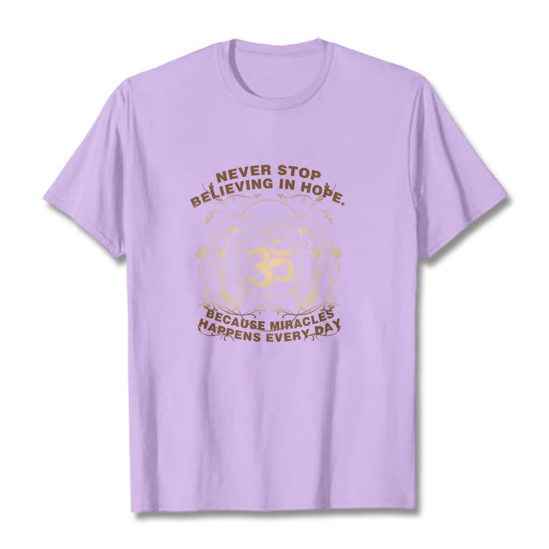 Buddha Stones Never Stop Believing In Hope Om Lotus Design Cotton Tee T-shirt - Plum - 2XL - image 16