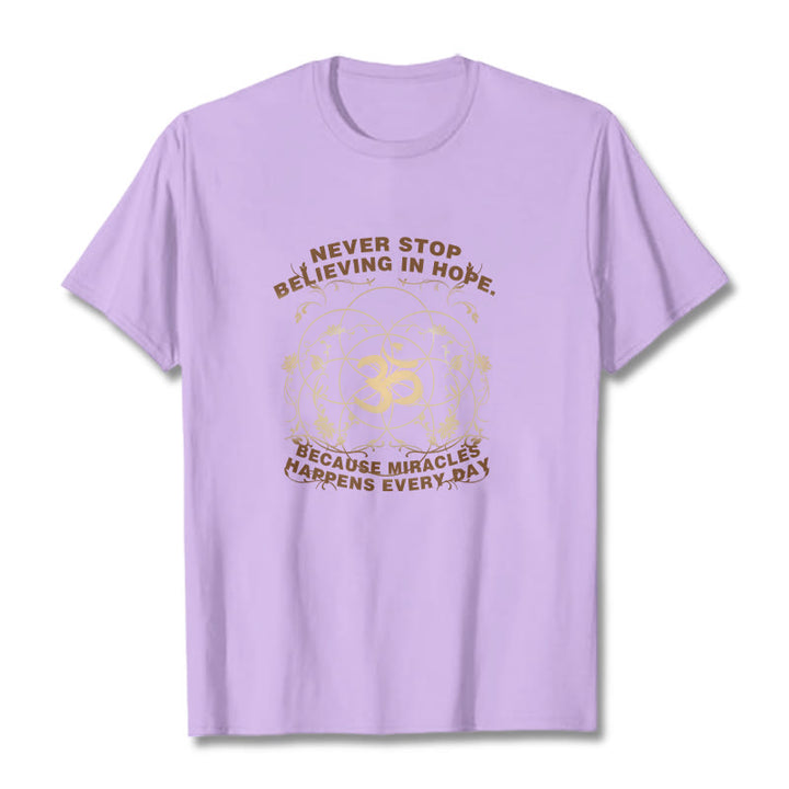 Buddha Stones Never Stop Believing In Hope Om Lotus Design Cotton Tee T-shirt - Plum - 2XL - image 16