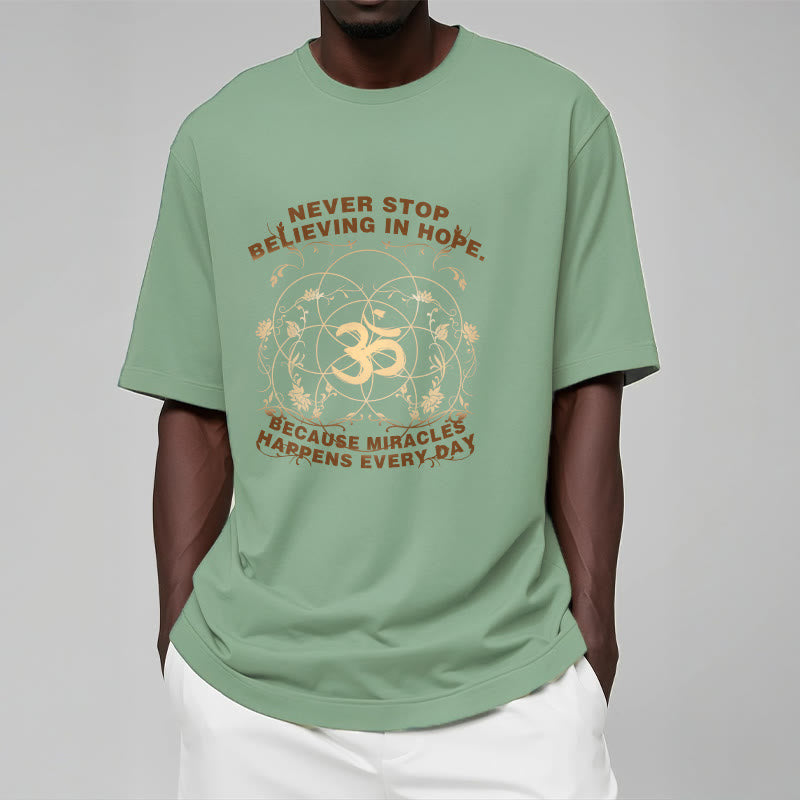 Buddha Stones Never Stop Believing In Hope Om Lotus Design Cotton Tee T-shirt - image 15