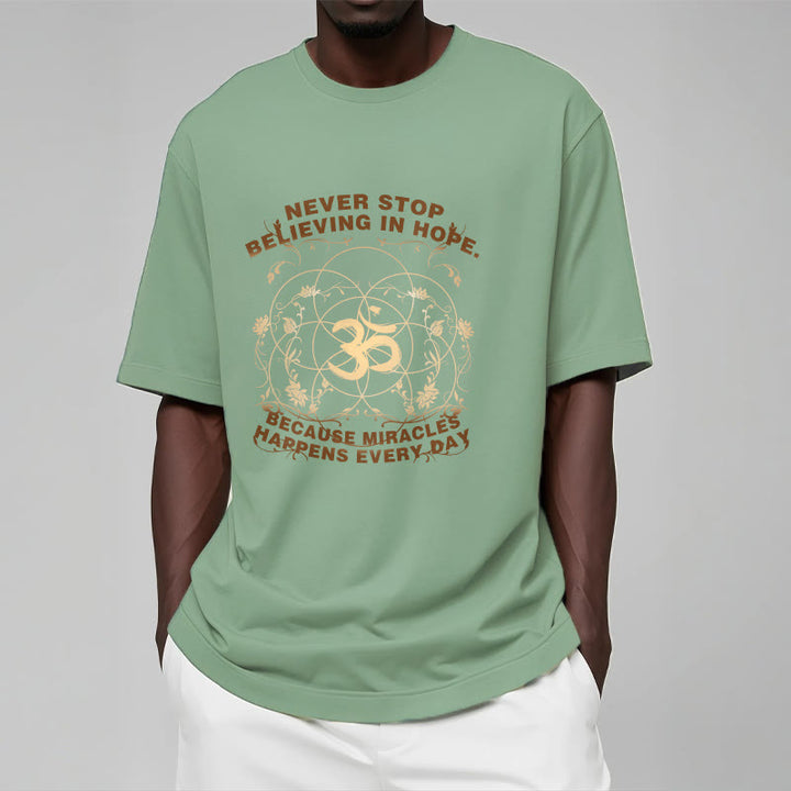 Buddha Stones Never Stop Believing In Hope Om Lotus Design Cotton Tee T-shirt - image 15
