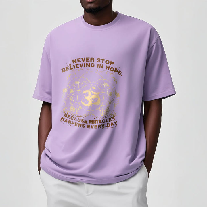 Buddha Stones Never Stop Believing In Hope Om Lotus Design Cotton Tee T-shirt - image 17