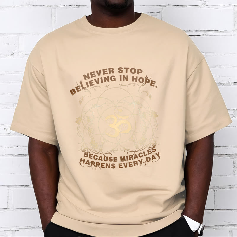 Buddha Stones Never Stop Believing In Hope Om Lotus Design Cotton Tee T-shirt - image 6