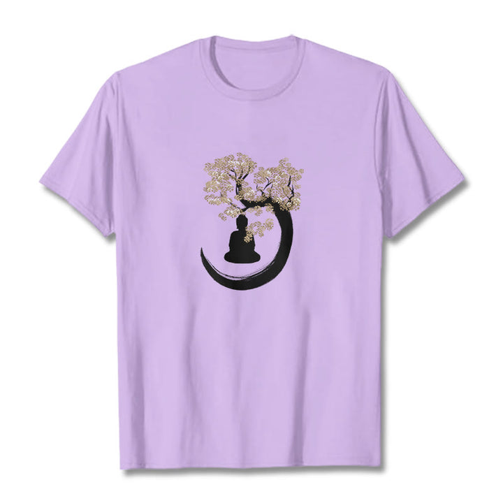 Buddha Stones Buddha Sitting Under The Tree Cotton Tee T-shirt - Plum - 2XL - image 5