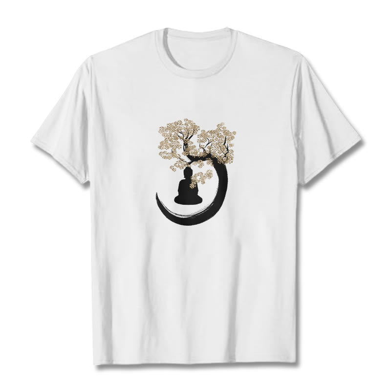 Buddha Stones Buddha Sitting Under The Tree Cotton Tee T-shirt - White - 2XL - image 11