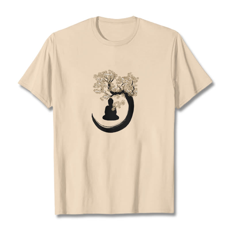 Buddha Stones Buddha Sitting Under The Tree Cotton Tee T-shirt - Bisque - 2XL - image 3
