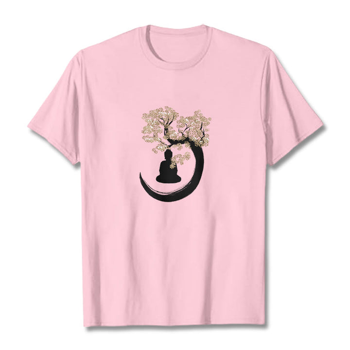 Buddha Stones Buddha Sitting Under The Tree Cotton Tee T-shirt - LightPink - 2XL - image 18