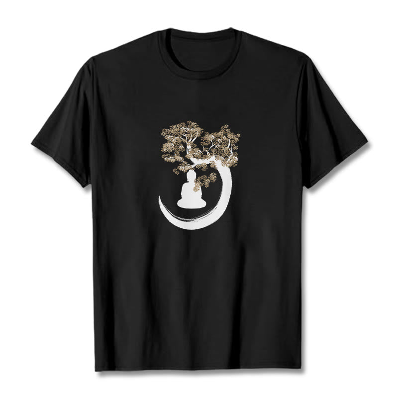 Buddha Stones Buddha Sitting Under The Tree Cotton Tee T-shirt - Black - 2XL - image 7