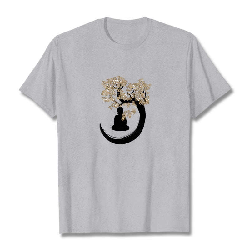 Buddha Stones Buddha Sitting Under The Tree Cotton Tee T-shirt - LightGrey - 2XL - image 14