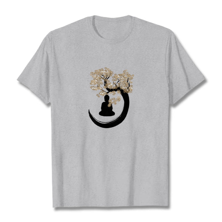 Buddha Stones Buddha Sitting Under The Tree Cotton Tee T-shirt - LightGrey - 2XL - image 14