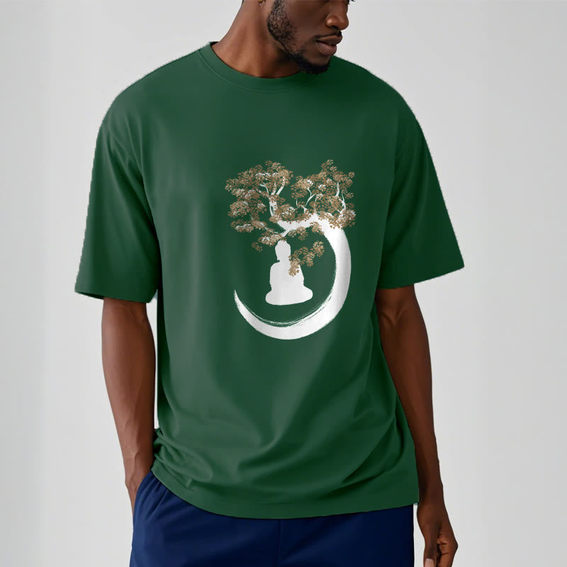 Buddha Stones Buddha Sitting Under The Tree Cotton Tee T-shirt - image 1