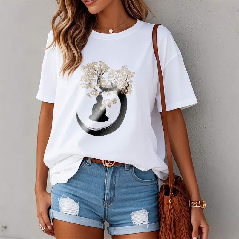 Buddha Stones Buddha Sitting Under The Tree Cotton Tee T-shirt - image 13