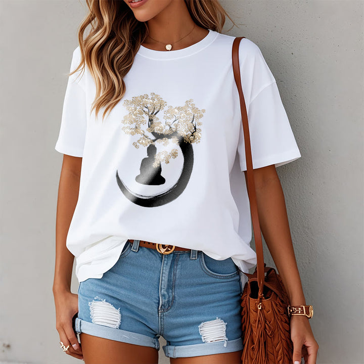 Buddha Stones Buddha Sitting Under The Tree Cotton Tee T-shirt - image 13