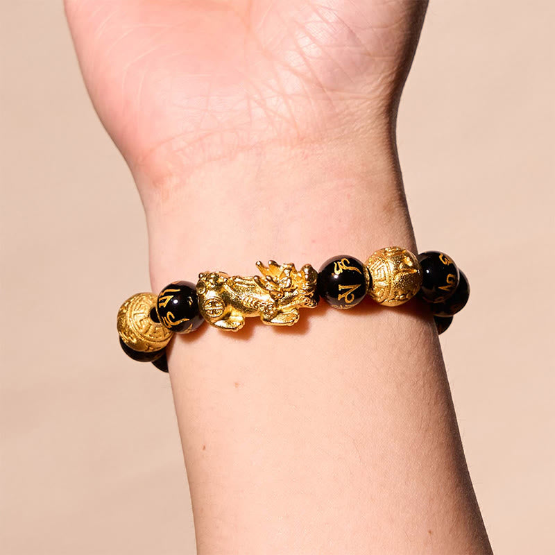 Buddha Stones FengShui PiXiu Obsidian Wealth Bracelet - image 4