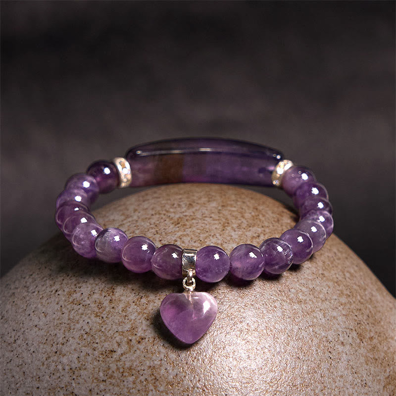 Buddha Stones Natural Quartz Love Heart Healing Beads Bracelet - image 2