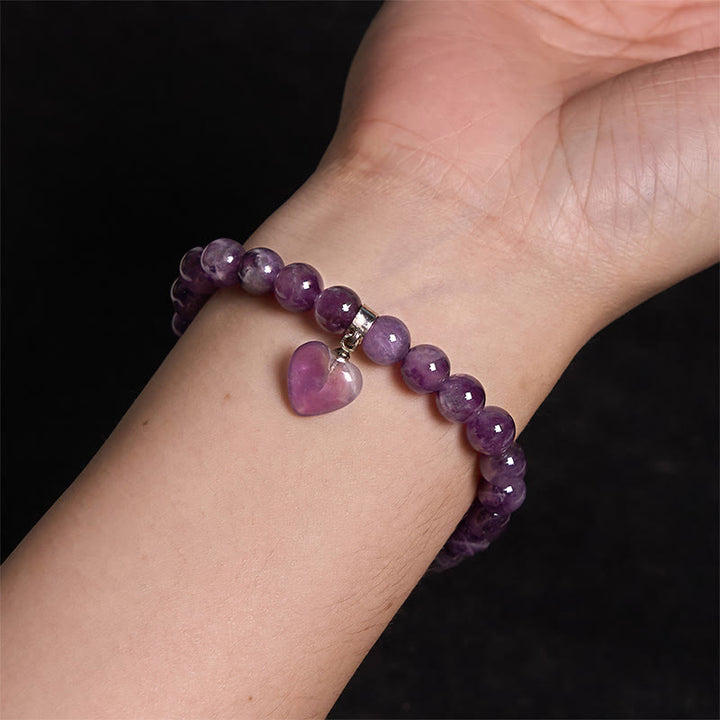 Buddha Stones Natural Quartz Love Heart Healing Beads Bracelet - image 3