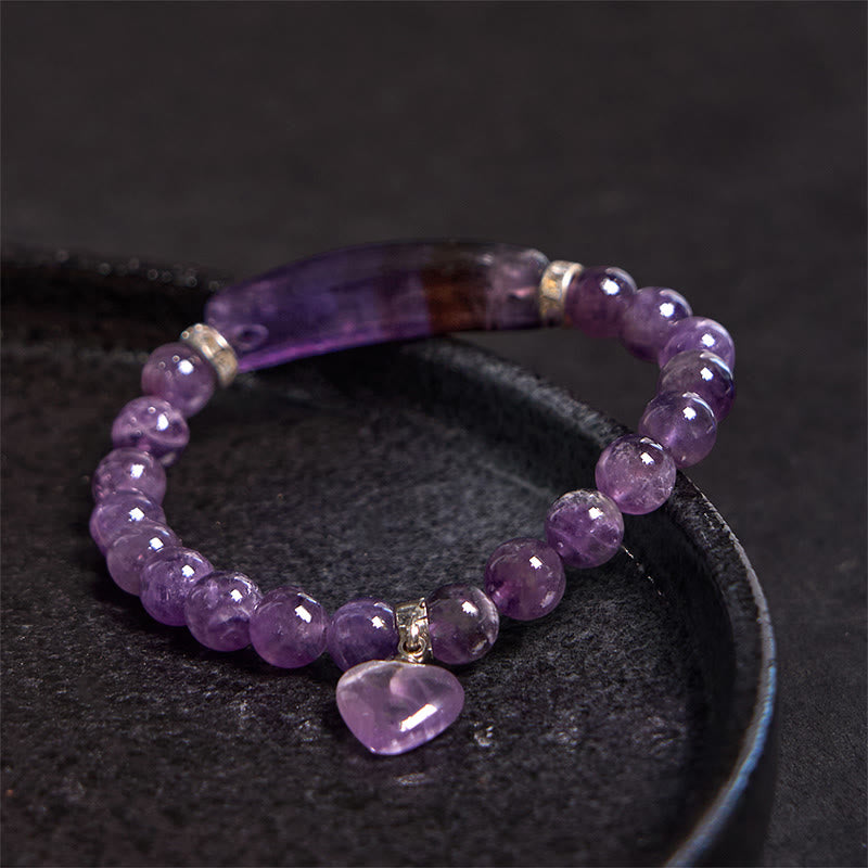 Buddha Stones Natural Quartz Love Heart Healing Beads Bracelet - image 1