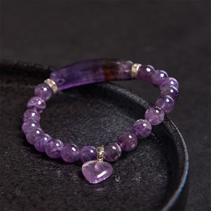 Buddha Stones Natural Quartz Love Heart Healing Beads Bracelet - image 1