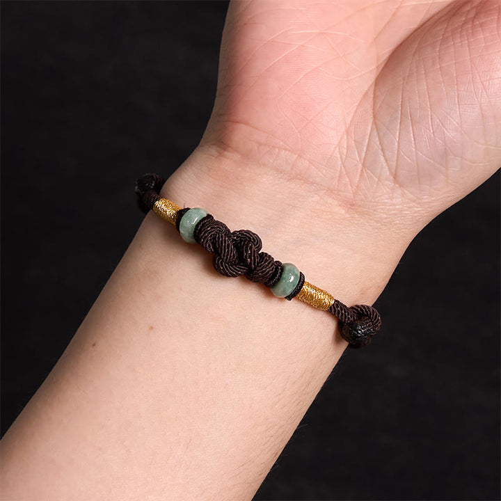 Buddha Stones Red String Jade Luck Fortune Knot Braided Couple Bracelet - image 21
