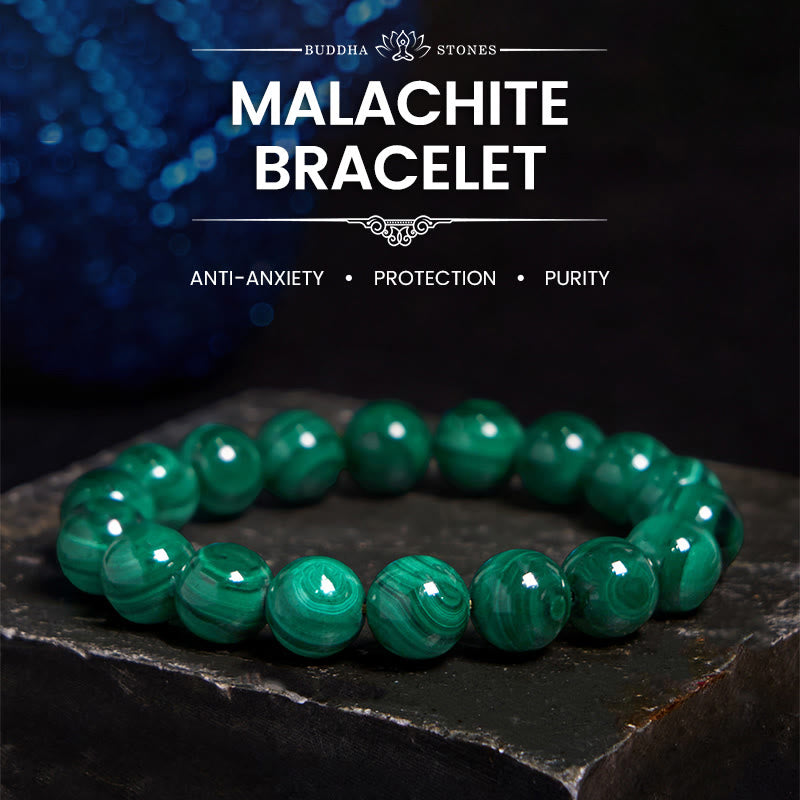 Buddha Stones Natural Malachite Protection Calmness Bracelet - 12mm - image 0