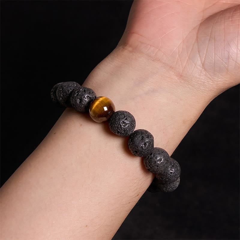 Buddha Stones Lava Rock Tiger Eye Stone Peace Healing Bracelet - image 3