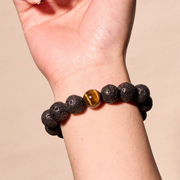 Buddha Stones Lava Rock Tiger Eye Stone Peace Healing Bracelet - image 2
