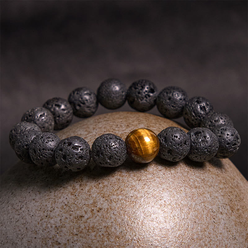 Buddha Stones Lava Rock Tiger Eye Stone Peace Healing Bracelet - image 2