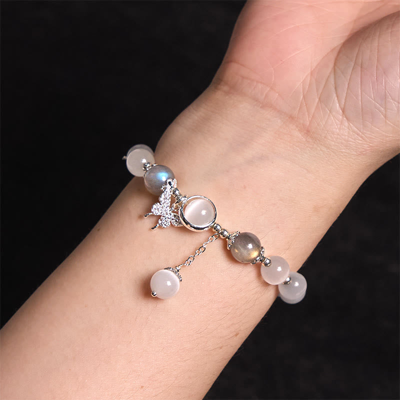 Buddha Stones Cat's Eye Moonstone Butterfly Star Charm Support Bracelet - image 7