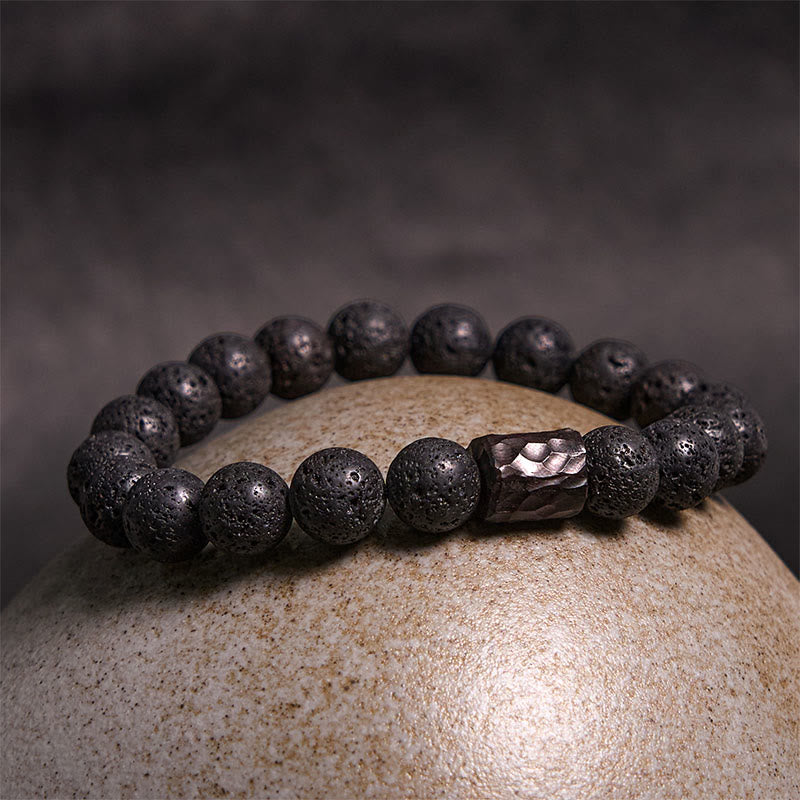 Buddha Stones Lava Rock Ebony Wood Tiger Eye Healing Bracelet - image 1