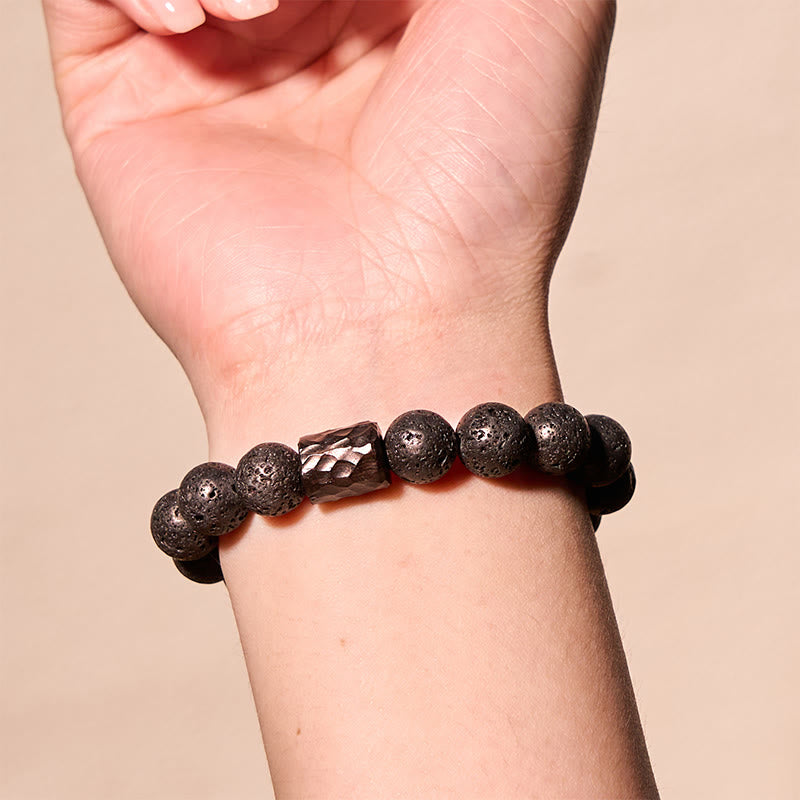 Buddha Stones Lava Rock Ebony Wood Tiger Eye Healing Bracelet - image 4