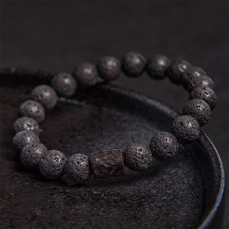 Buddha Stones Lava Rock Ebony Wood Tiger Eye Healing Bracelet - image 1