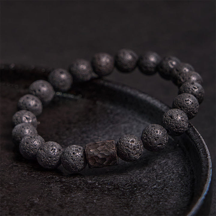 Buddha Stones Lava Rock Ebony Wood Tiger Eye Healing Bracelet - image 1