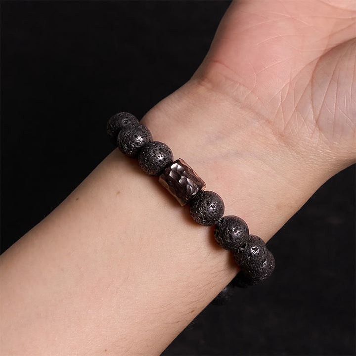 Buddha Stones Lava Rock Ebony Wood Tiger Eye Healing Bracelet - image 4