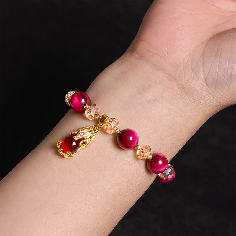 Buddha Stones Red Tiger Eye PiXiu Fox Protection Self Confidence Bracelet - image 9