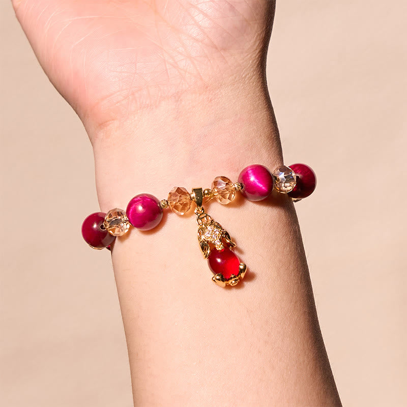 Buddha Stones Red Tiger Eye PiXiu Fox Protection Self Confidence Bracelet - image 3